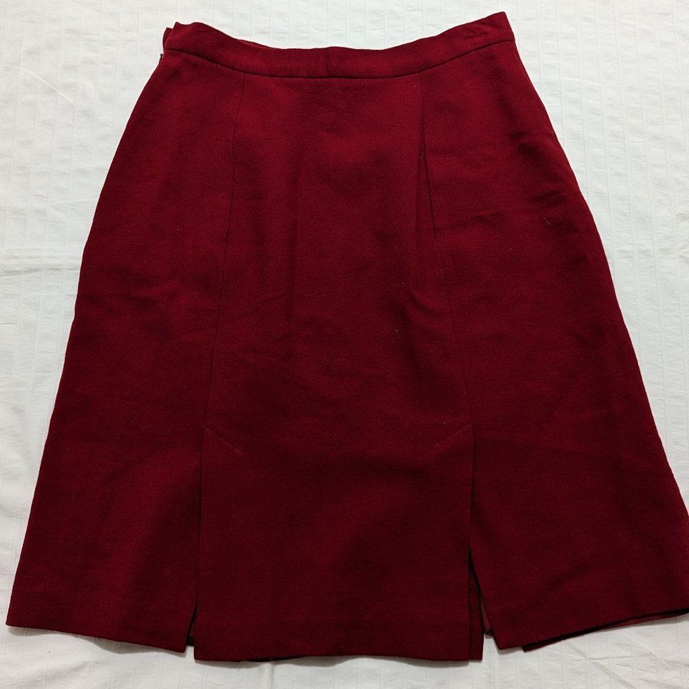 Liz Claiborne Double Slit Red Wool Skirt Size 16